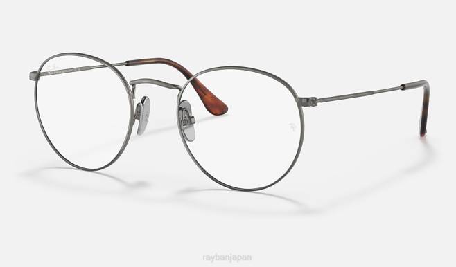 Ray-Ban ポリッシュガンメタル 男性 丸いチタン光学系 眼鏡 44RX2443