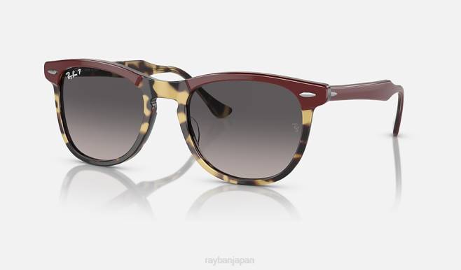 Ray-Ban イエローハバナ/グレーにポリッシュボルドー 男性 鋭い目 サングラス 44RX251