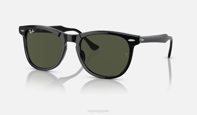 Ray-Ban ポリッシュブラック/グリーン 男性 鋭い目 サングラス 44RX253