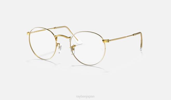 Ray-Ban ポリッシュホワイト 女性 丸い金属光学系 眼鏡 44RX2535