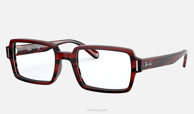 Ray-Ban ポリッシュドストライプレッド 女性 ベンジー光学 眼鏡 44RX2594
