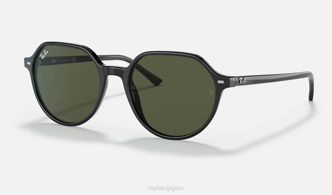 Ray-Ban ポリッシュブラック/グリーン 男性 タリア サングラス 44RX266