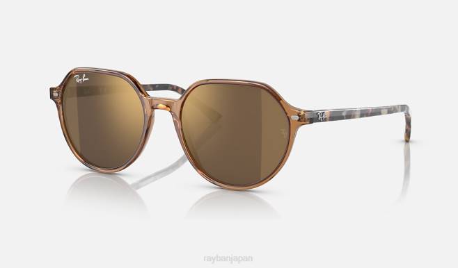 Ray-Ban ポリッシュドトランスペアレントブラウン/ゴールド 男性 タリア サングラス 44RX271