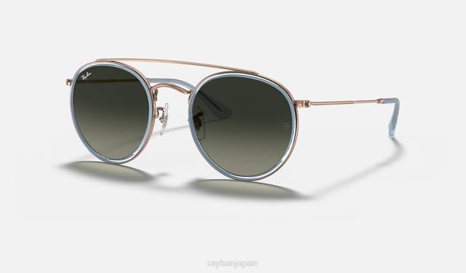 Ray-Ban ポリッシュドコッパー/グレー 男性 丸い二重橋 サングラス 44RX277