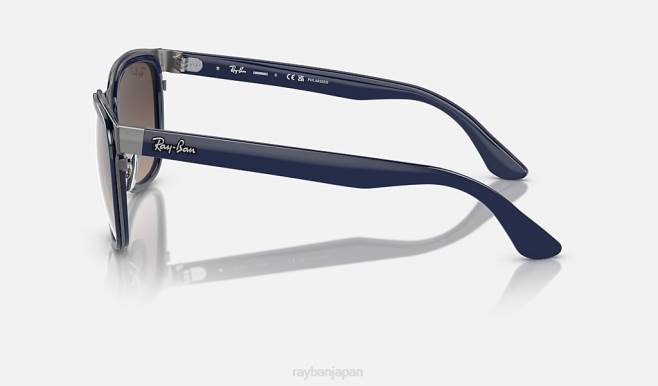 Ray-Ban ガンメタル/シルバーにポリッシュブルー 男性 クライド サングラス 44RX294