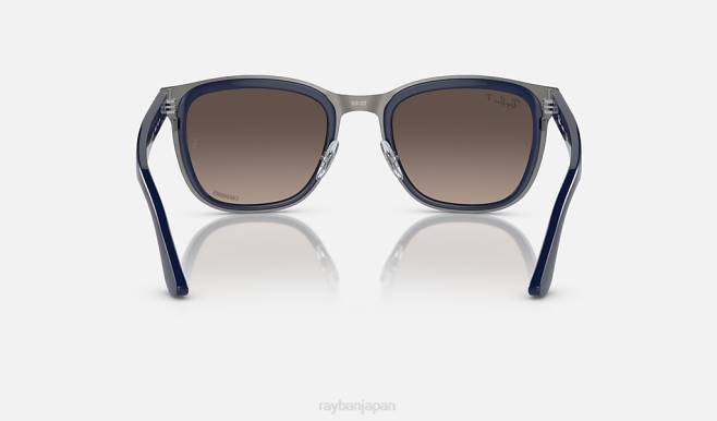 Ray-Ban ガンメタル/シルバーにポリッシュブルー 男性 クライド サングラス 44RX294