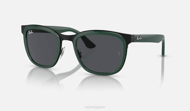 Ray-Ban ブラック/ダークグレーにポリッシュグリーン 男性 クライド サングラス 44RX296