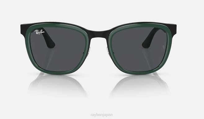 Ray-Ban ブラック/ダークグレーにポリッシュグリーン 男性 クライド サングラス 44RX296