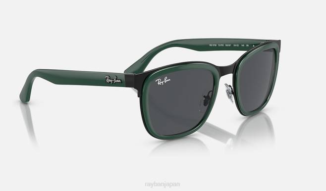 Ray-Ban ブラック/ダークグレーにポリッシュグリーン 男性 クライド サングラス 44RX296