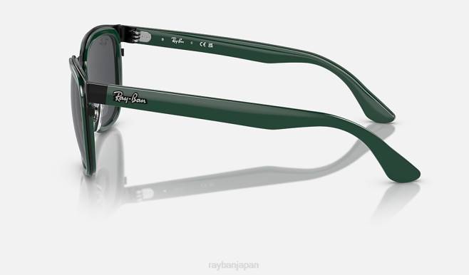 Ray-Ban ブラック/ダークグレーにポリッシュグリーン 男性 クライド サングラス 44RX296