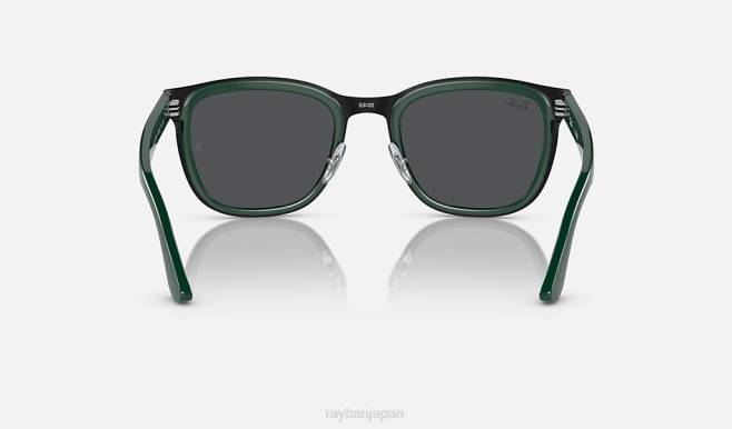 Ray-Ban ブラック/ダークグレーにポリッシュグリーン 男性 クライド サングラス 44RX296