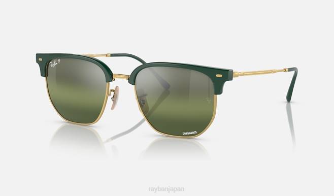 Ray-Ban ゴールド/シルバー/グリーンにポリッシュグリーン 男性 新しいクラブマスター サングラス 44RX308