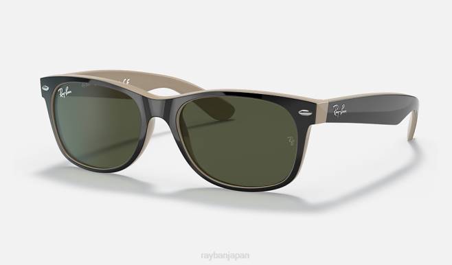 Ray-Ban ポリッシュブラック/グリーン 男性 新しいウェイファーラーのカラーミックス サングラス 44RX352