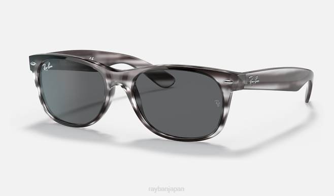 Ray-Ban ポリッシュドストライプグレー/ダークグレー 男性 新しいウェイファーラーのカラーミックス サングラス 44RX358