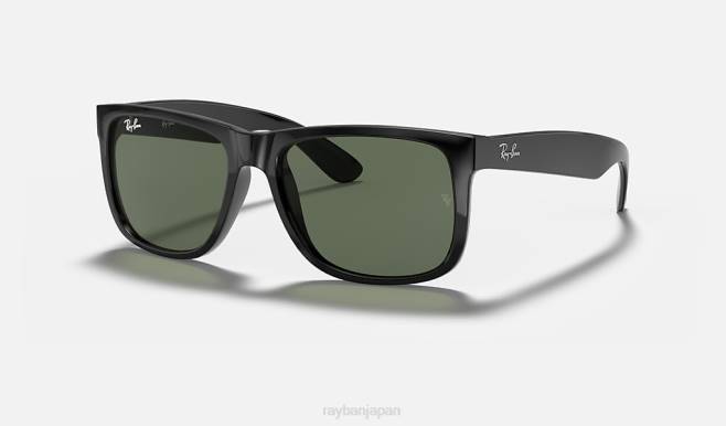 Ray-Ban ポリッシュブラック/ダークグリーン 男性 ジャスティンクラシック サングラス 44RX36