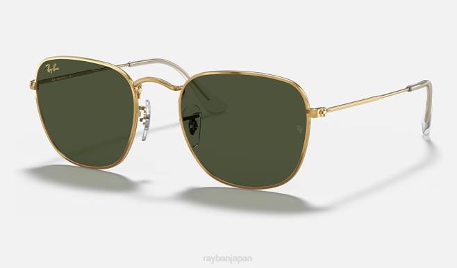 Ray-Ban ポリッシュゴールド/グリーン 男性 フランク サングラス 44RX373