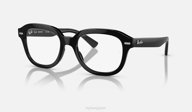 Ray-Ban ポリッシュブラック/クリア/グレー 男性 エリックトランジション サングラス 44RX381