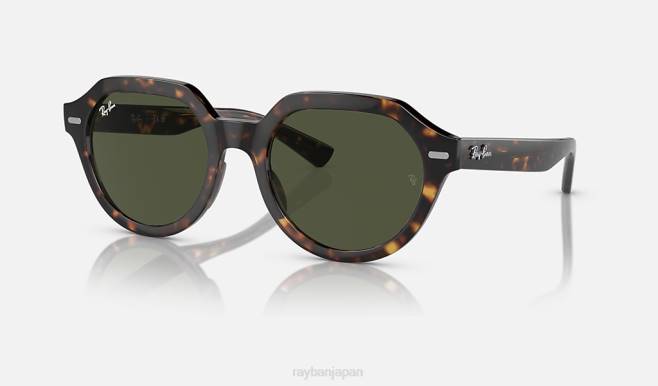 Ray-Ban ポリッシュドハバナ/グリーン 男性 ジーナ サングラス 44RX386