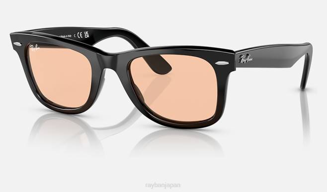 Ray-Ban ポリッシュブラック/ピンク 男性 オリジナルウェイファーラーの洗浄済みレンズ サングラス 44RX401
