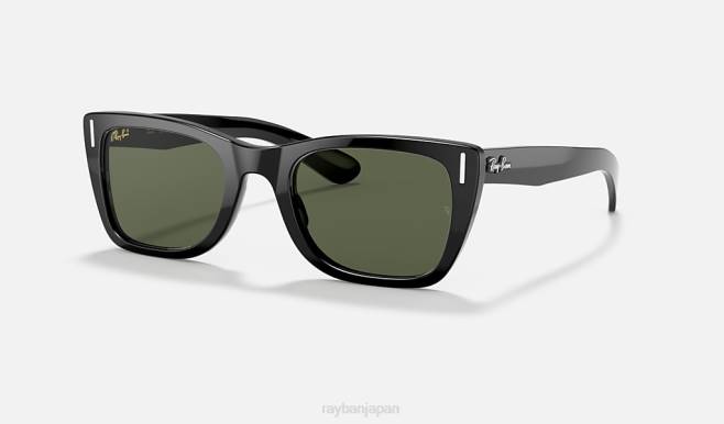Ray-Ban ポリッシュブラック/グリーン 男性 カリブ海 サングラス 44RX413