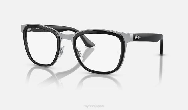 Ray-Ban シルバー/クリア/グリーンにポリッシュブラック 男性 クライドトランジション サングラス 44RX450