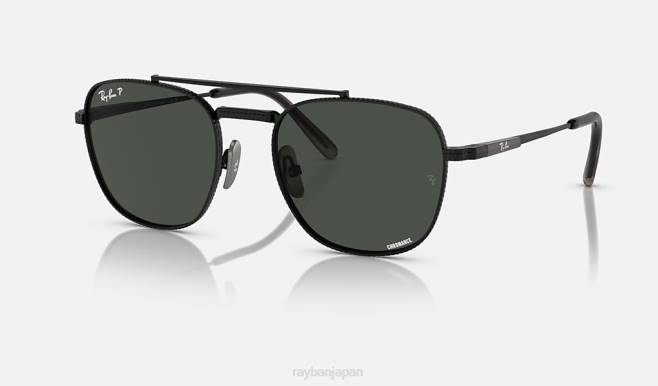Ray-Ban ポリッシュブラック/ダークグレー 男性 フランクⅡチタン サングラス 44RX460