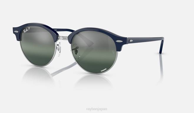 Ray-Ban シルバー/シルバー/ブルーにポリッシュブルー 男性 クラブラウンドクロマンス サングラス 44RX465