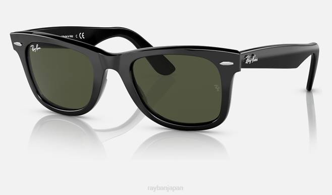Ray-Ban ポリッシュブラック/グリーン 男性 オリジナルウェイファーラーバイオアセテート サングラス 44RX499