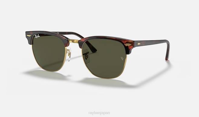Ray-Ban ゴールド/グリーンにポリッシュ仕上げのべっ甲 男性 クラブマスタークラシック サングラス 44RX54