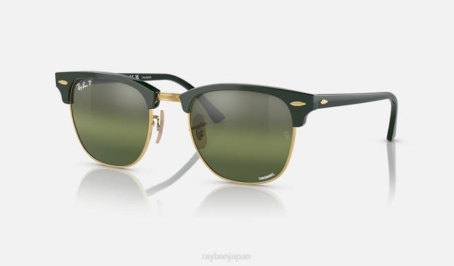 Ray-Ban ゴールド/シルバー/グリーンにポリッシュグリーン 男性 クラブマスタークロマンス サングラス 44RX569