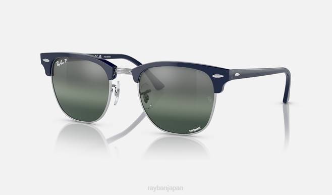 Ray-Ban シルバー/シルバー/ブルーにポリッシュブルー 男性 クラブマスタークロマンス サングラス 44RX572