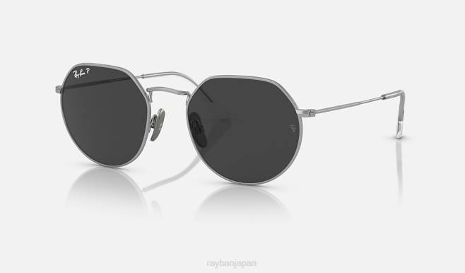 Ray-Ban ポリッシュシルバー/グレー 男性 チタンジャック サングラス 44RX579
