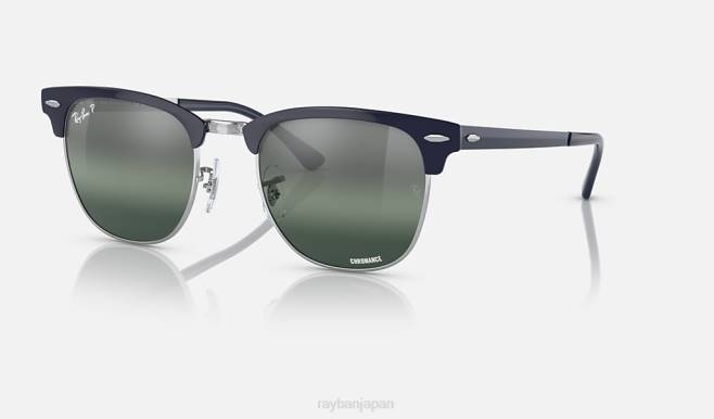 Ray-Ban ポリッシュシルバー/ブルー/シルバー/ブルー 男性 クラブマスターメタルクロマンス サングラス 44RX585