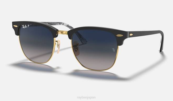 Ray-Ban マットブラック/ブルー/グレー 男性 クラブマスターコレクション サングラス 44RX617