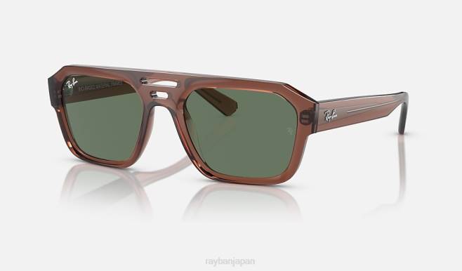Ray-Ban ポリッシュトランスペアレントブラウン/ダークグリーン 男性 コリガンバイオベース サングラス 44RX65