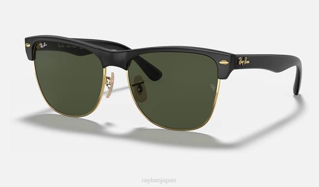 Ray-Ban ゴールド/グリーンにマットブラック 男性 クラブマスターオーバーサイズ サングラス 44RX661