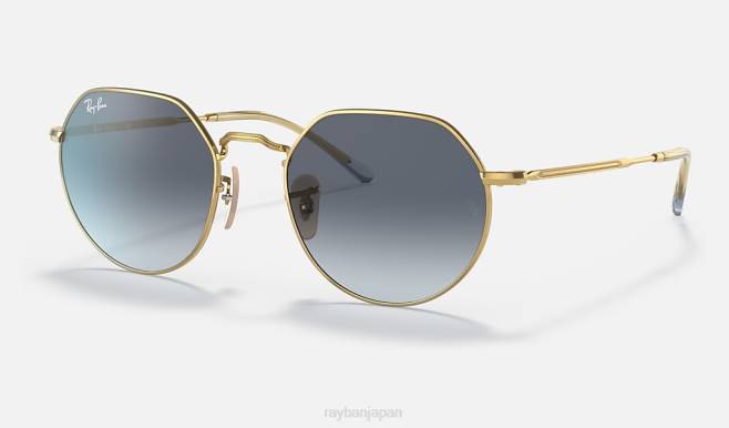 Ray-Ban ポリッシュゴールド/ブルー/グレー 男性 ジャック サングラス 44RX70