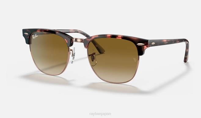 Ray-Ban ポリッシュドピンクハバナ/ライトブラウン 男性 クラブマスターの斑点 サングラス 44RX721