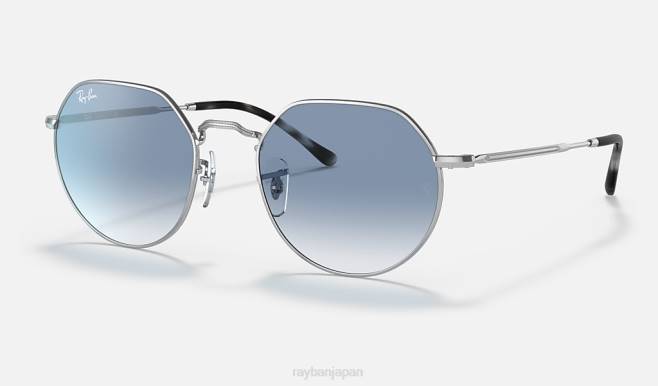Ray-Ban ポリッシュシルバー/ブルー 男性 ジャック サングラス 44RX75