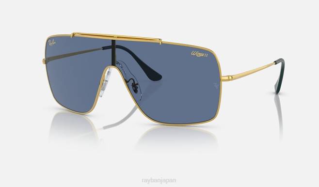 Ray-Ban ポリッシュゴールド/ブルー 男性 翼Ⅱ サングラス 44RX779