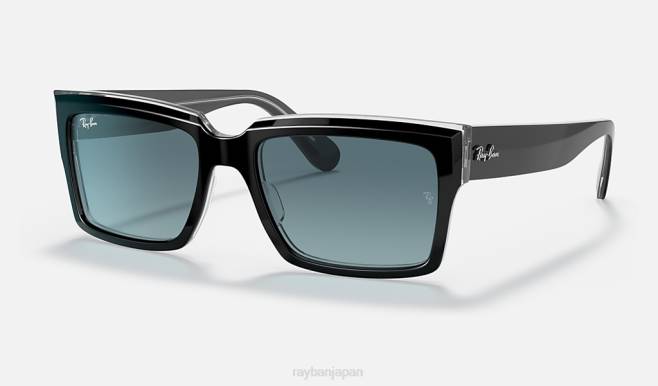 Ray-Ban 透明/ブルーにポリッシュブラック 男性 インバネス サングラス 44RX812