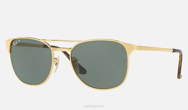 Ray-Ban ポリッシュゴールド/グリーン 男性 印章 サングラス 44RX833