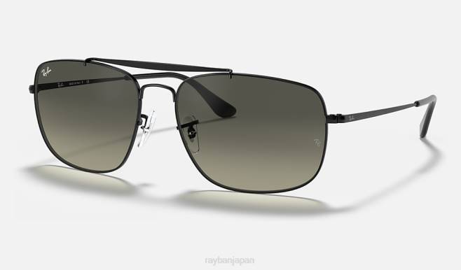 Ray-Ban ポリッシュブラック/グレー 男性 大佐 サングラス 44RX859