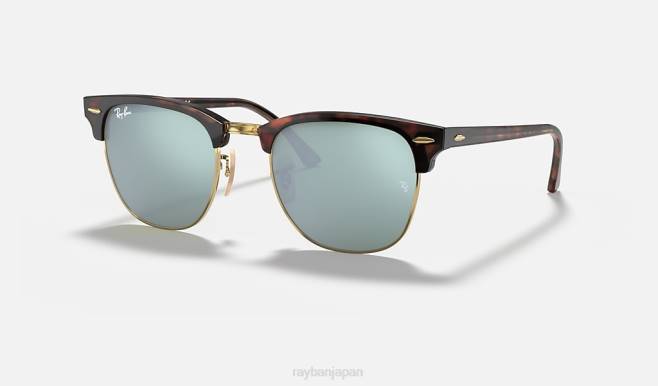 Ray-Ban マットハバナ、ゴールド/シルバー 男性 クラブマスターフラッシュレンズ サングラス 44RX891