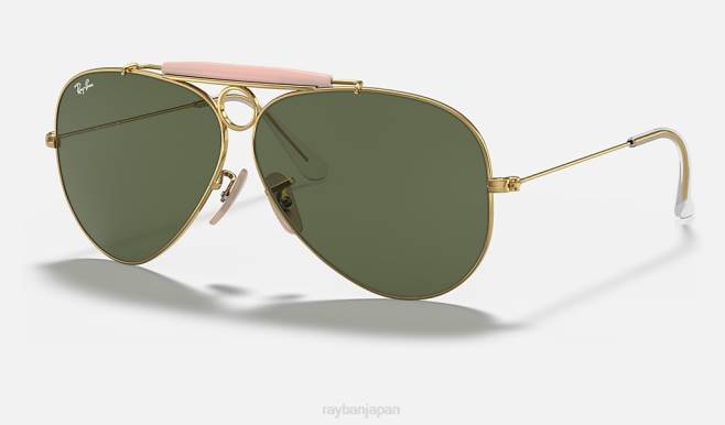 Ray-Ban ポリッシュゴールド/グリーン 男性 射手 サングラス 44RX892