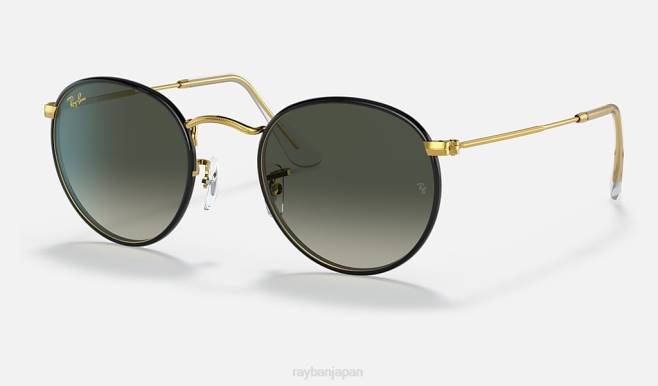 Ray-Ban ゴールド/グレーにポリッシュブラック 男性 ラウンドメタルフルカラーレジェンド サングラス 44RX924