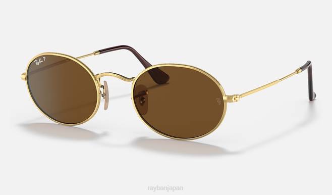 Ray-Ban ポリッシュゴールド/グレー 男性 楕円形 サングラス 44RX953