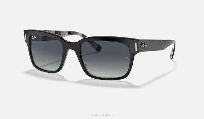 Ray-Ban ポリッシュブラック/ライトグレー 男性 ジェフリー サングラス 44RX975