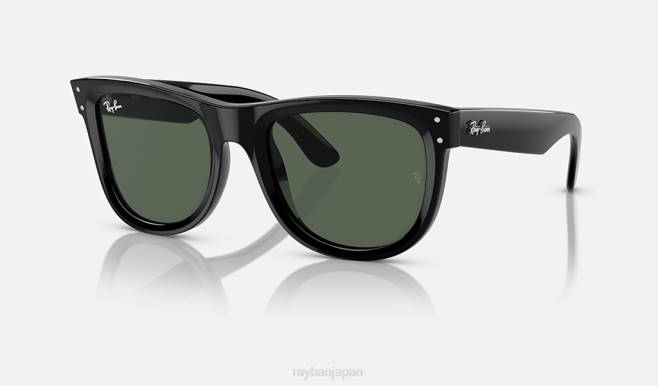 Ray-Ban ポリッシュブラック/グリーン 男性 ウェイファーラーリバース サングラス 44RX99