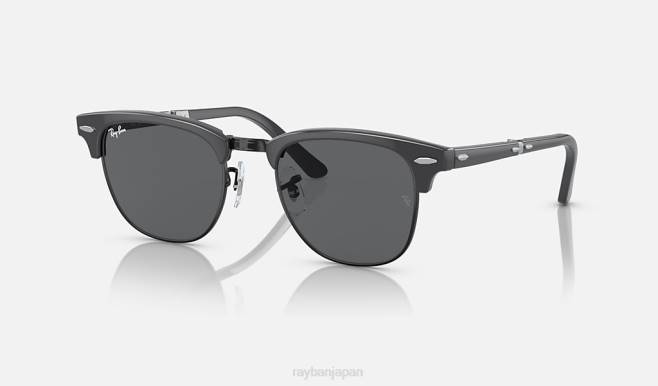 Ray-Ban ブラック/ダークグレーにポリッシュグレー 男性 クラブマスター折りたたみ サングラス 44RX997
